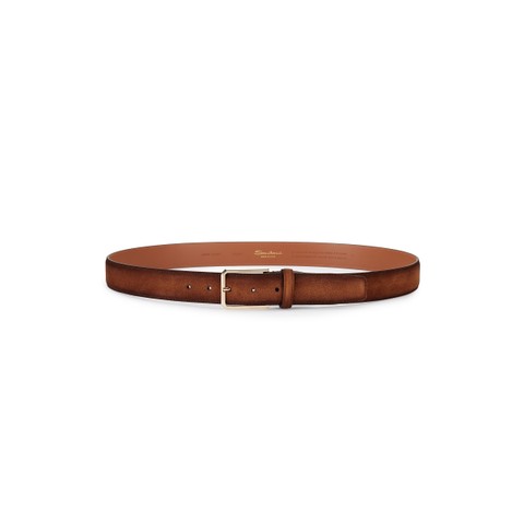 Brown suede adjustable belt - Santoni - 3