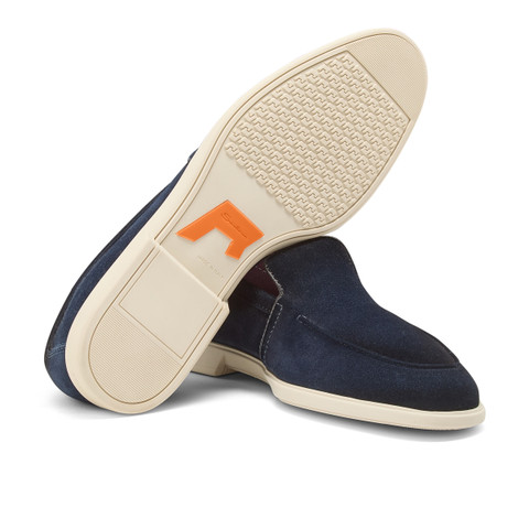 Men's blue suede loafer - Santoni - 4