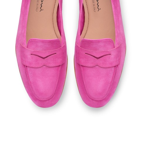 Women's pink suede Carla penny loafer
