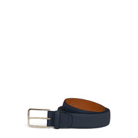 Men's blue tumbled leather adjustable belt - Santoni - 1