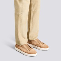 Men's beige woven suede sneaker - Santoni - 2