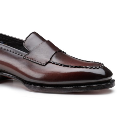 Men's dark brown leather penny loafer - Santoni - 5
