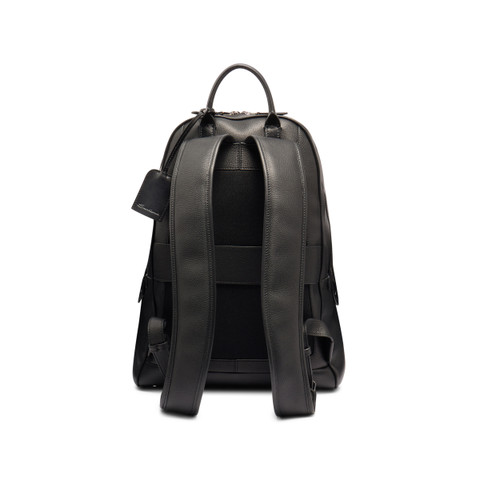 Schwarzer Rucksack aus getrommeltem Leder - Santoni - 4