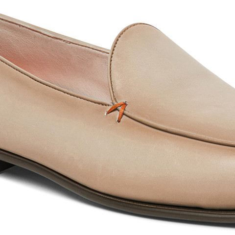 Men's beige leather loafer - Santoni - 5