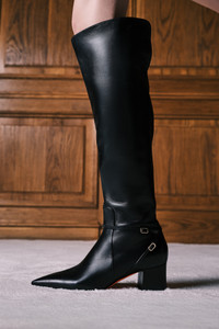 レディース レザー ミドルヒールブーツ ブラック - Santoni - editorial