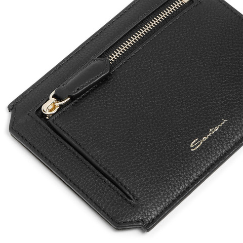 Black tumbled leather document holder - Santoni - 4