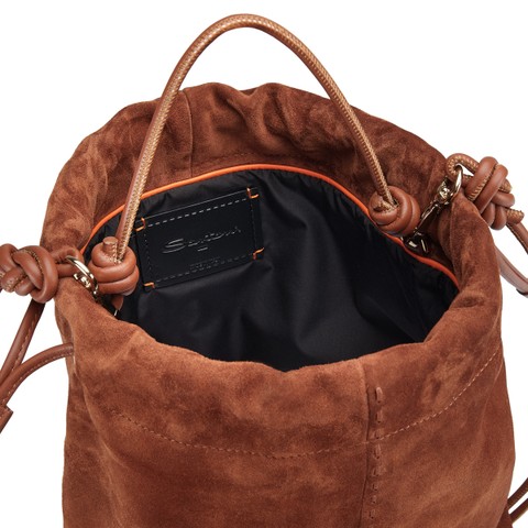 Brown suede crossbody bag - Santoni - 3