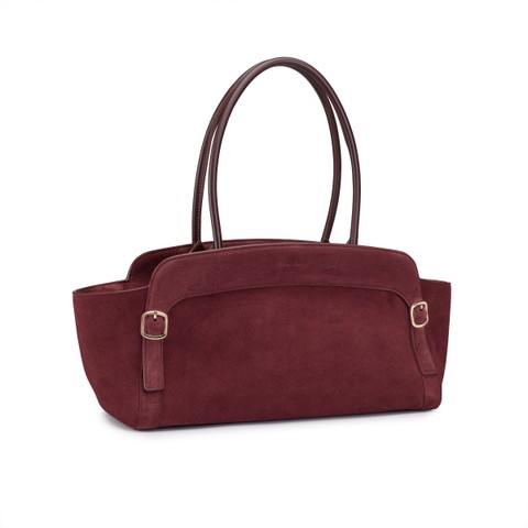 Borsa a spalla in suede bordeaux - Santoni - 3
