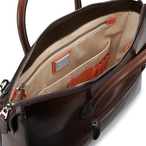 Dark brown leather laptop bag - Santoni - 3