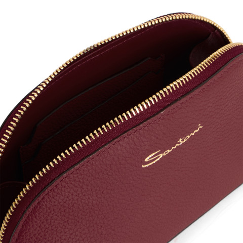 Red tumbled leather pouch - Santoni - 3