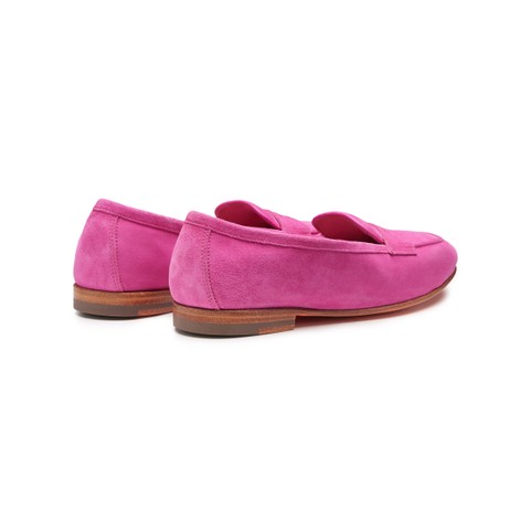 Women's pink suede Carla penny loafer - Santoni - 4
