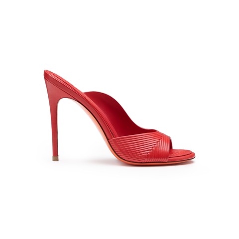 Women's red leather high-heel sandal - Santoni - 1