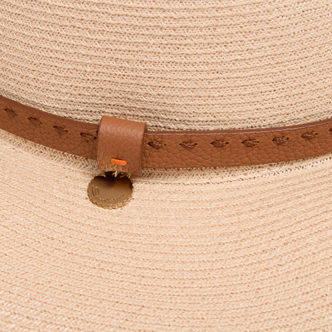 Women's beige raffia boater hat - Santoni - 4