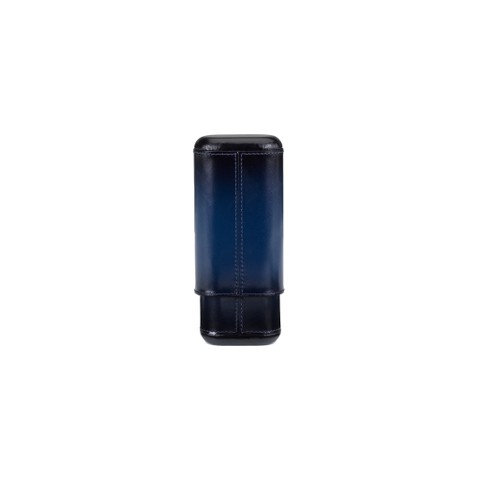 Cigar case in cedar wood covered in blue leather - Santoni - 4