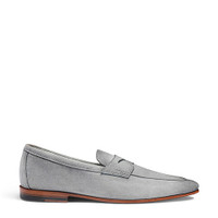 Men's light blue suede Carlo penny loafer - Santoni - 1