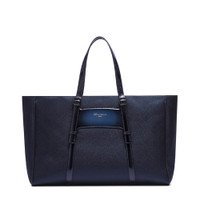 Blue leather and nylon shopping bag - Santoni - 1