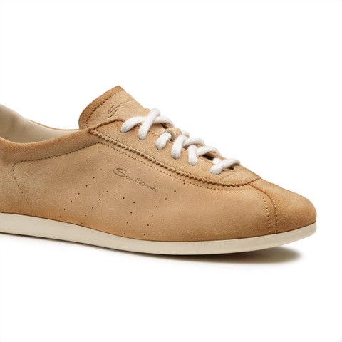 Women's beige suede sneaker - Santoni - 6