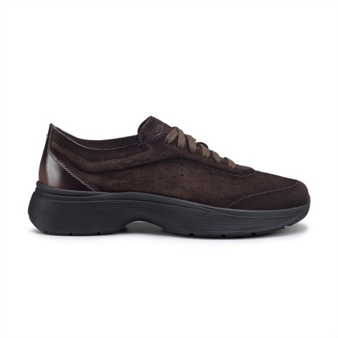Men's dark brown suede Easy Bounce sneaker - Santoni - 1