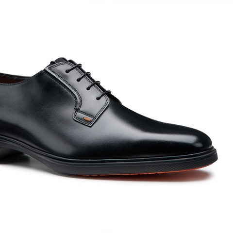 Men's black leather Easy lace-up - Santoni - 5