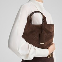 Dark brown suede handbag - Santoni - 2