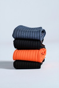 Blue Filo di Scozia mercerised cotton high socks - Santoni - editorial