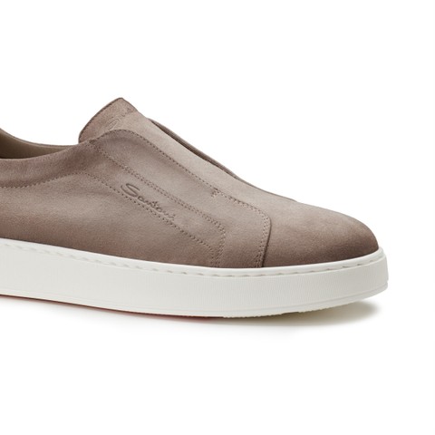 Men's beige suede slip-on sneaker - Santoni - 5