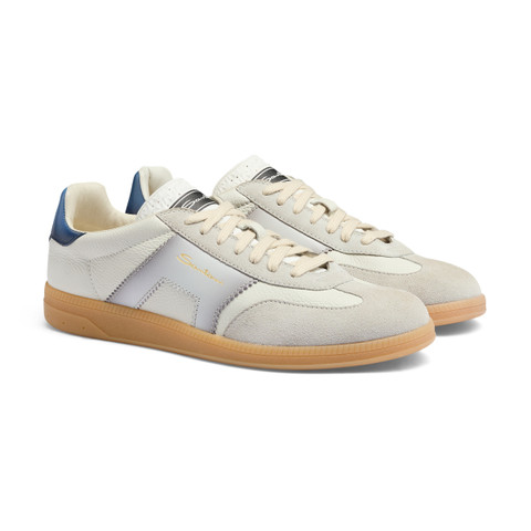 Sneaker DBS Oly da uomo in pelle e suede bianco, grigio e blu - Santoni - 3