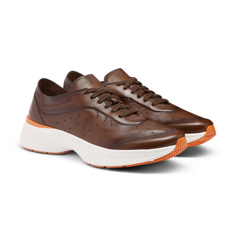 Men's light brown leather Easy Bounce sneaker - Santoni - 3