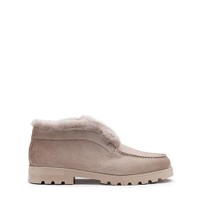Women's dove grey suede desert boot with fur - Santoni - 1
