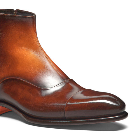 Men's orange leather ankle boot - Santoni - 6