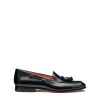 Women's black leather tassel loafer - Santoni - 1