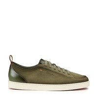 Men's green nubuck Santoni Off-duty sneaker - Santoni - 1