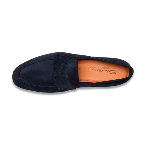 Men's blue suede Carlo loafer - Santoni - 5