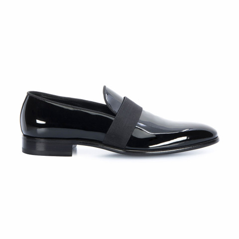 Men's black patent leather loafer - Santoni - 1