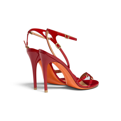 Women's red patent leather high-heel sandal - Santoni - 4