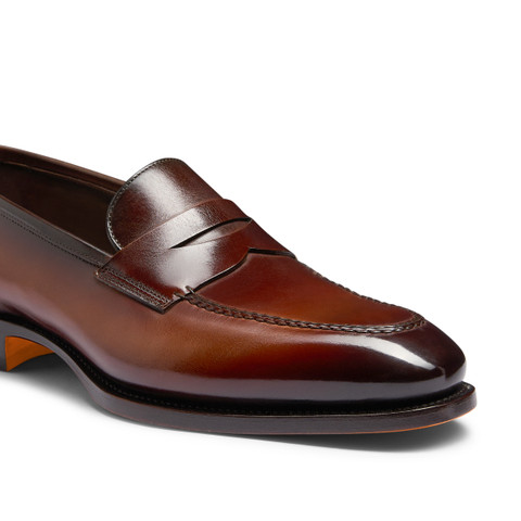 Men's dark brown leather penny loafer - Santoni - 6