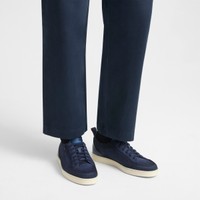 Men's blue nubuck Santoni Off-duty sneaker - Santoni - 2