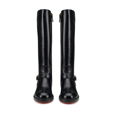 Women's black leather Easy boot - Santoni - 5