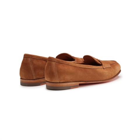 Women's brown suede Carla penny loafer - Santoni - 4