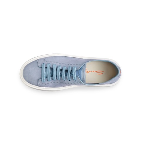 Women's light blue suede sneaker - Santoni - 5