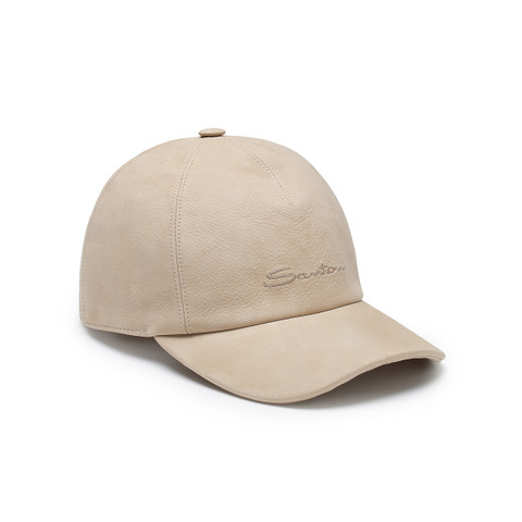 Men's beige nubuck baseball cap - Santoni - 2