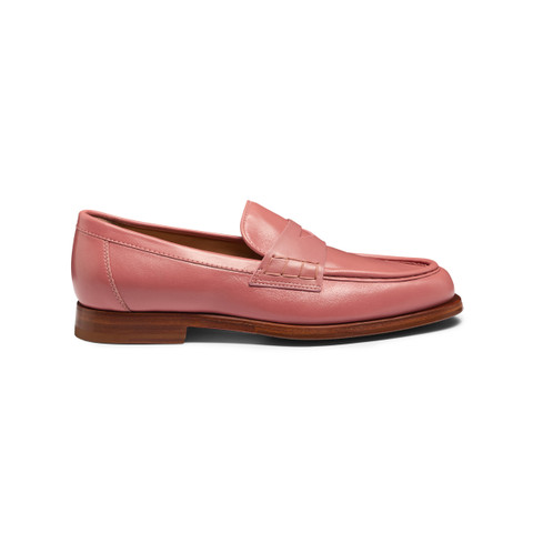 Women’s pink leather penny loafer - Santoni - 1