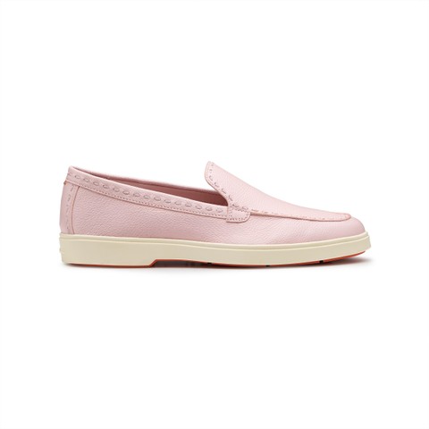 Women's pink leather loafer - Santoni - 1