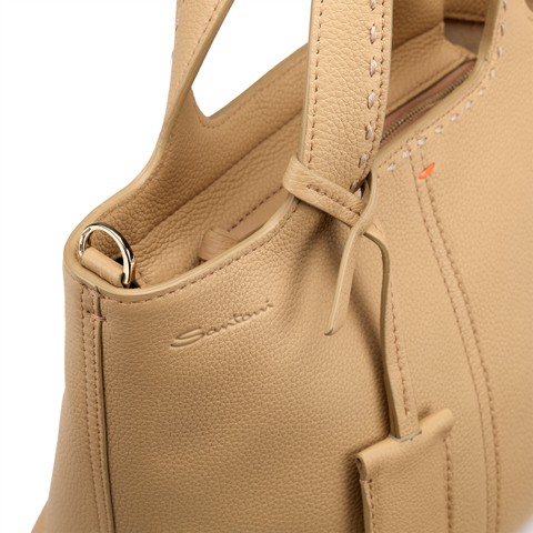Beige tumbled leather handbag - Santoni - 5