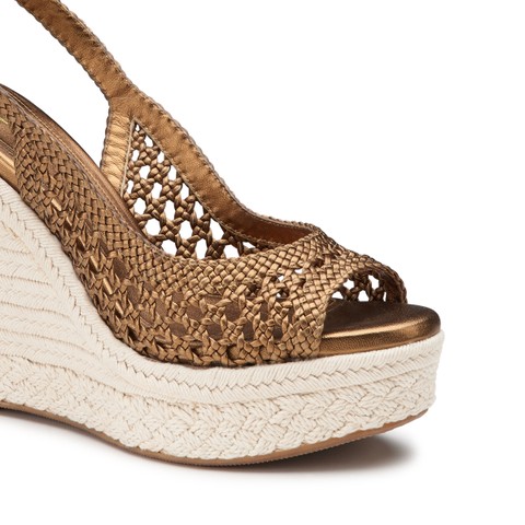 Women's gold leather wedge - Santoni - 5