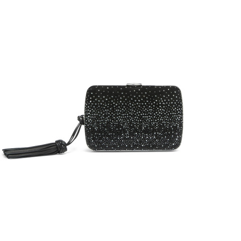 Black suede and strass clutch - Santoni - 1