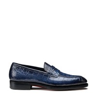 Men's blue alligator leather penny loafer - Santoni - 1