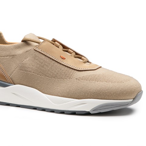 Men's beige stretch knit sneaker - Santoni - 5