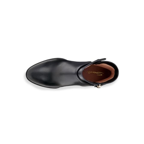 Women's black leather mid-heel ankle boot - Santoni - 5