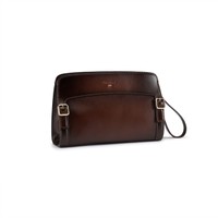 Pochette bandouli&egrave;re en cuir marron fonc&eacute; - Santoni - 2